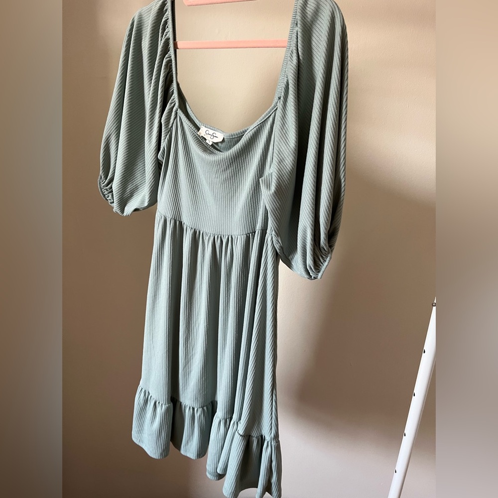 Jessica Simpson Ribbed Knit Puff Sleeve Dress